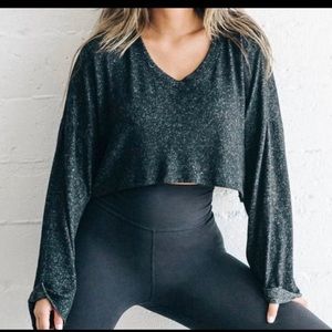 Charcoal black/grey crop top long sleeveJoah Brown